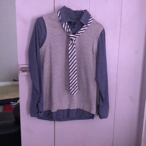 Shirt and vest with tie